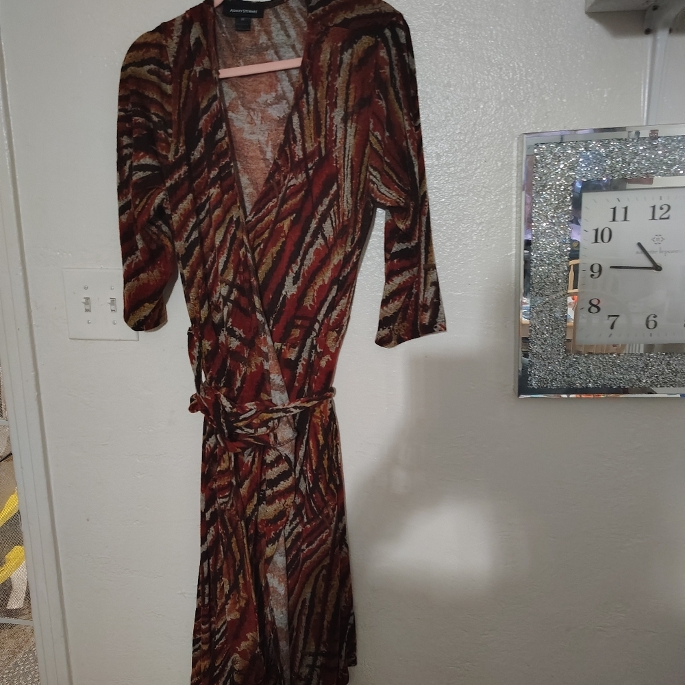 Multicolor Long Sleeve Wrap Dress